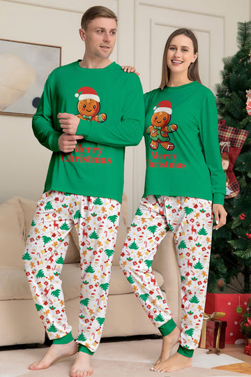 Pijama A Juego De La Familia De Navidad Verde Conjunto De Pijama Con Estampado De Papá Noel